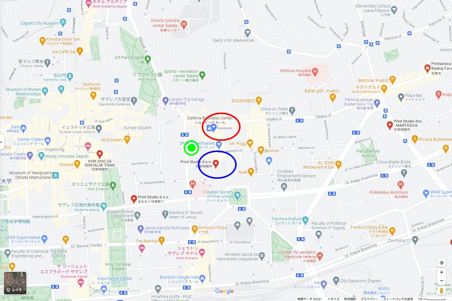 プリントショップの地図